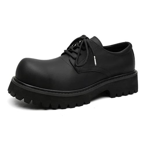 Men's Casual Leather Footwear High Platform Fashion Black Comfort Dress Shoes