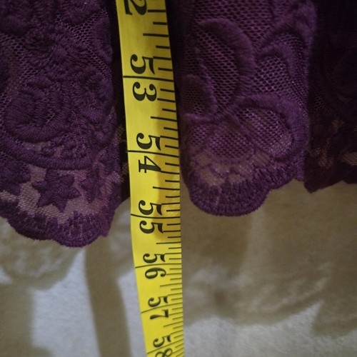 Embroidered Dress Medium Lace Overlay Maxi Burgundy Maroon Boho Fairy Grunge - Picture 9 of 9