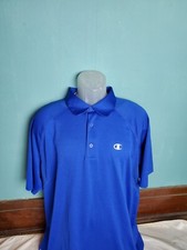 Champion Men's Size XL Performance Collared Golf Polo Shirt Blue