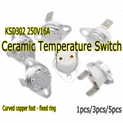 1/3/5pcs KSD302 250V 16A 40°C~210°C Normally Closed Ceramic Temperature Switch