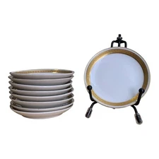 Heinrich & CO, H&C Selb Bavaria Set of 9 Condiment Bowls White w/Gold Trim.