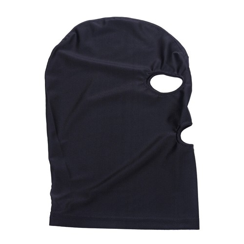 Black Spandex Full Hood Face Head Cover Role Play Sexy Unisex Mask Slave Costume - Picture 13 of 13