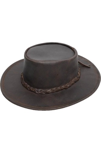 Minnetonka Unisex Brown The Fold Up Hat / Size- Large Minnetonka Unisex Fold Up Hat Flat Brimmed Cowboy Hat Brown  main image 3