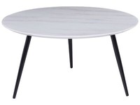 Moderne Runde Dreibeinige Couchtisch Wohnzimmer Weiß Marmor Effekt Schwarze Basi