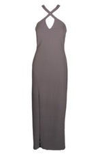 Calvin Klein Gray Sleeveless Keyhole Crepe Gown 8