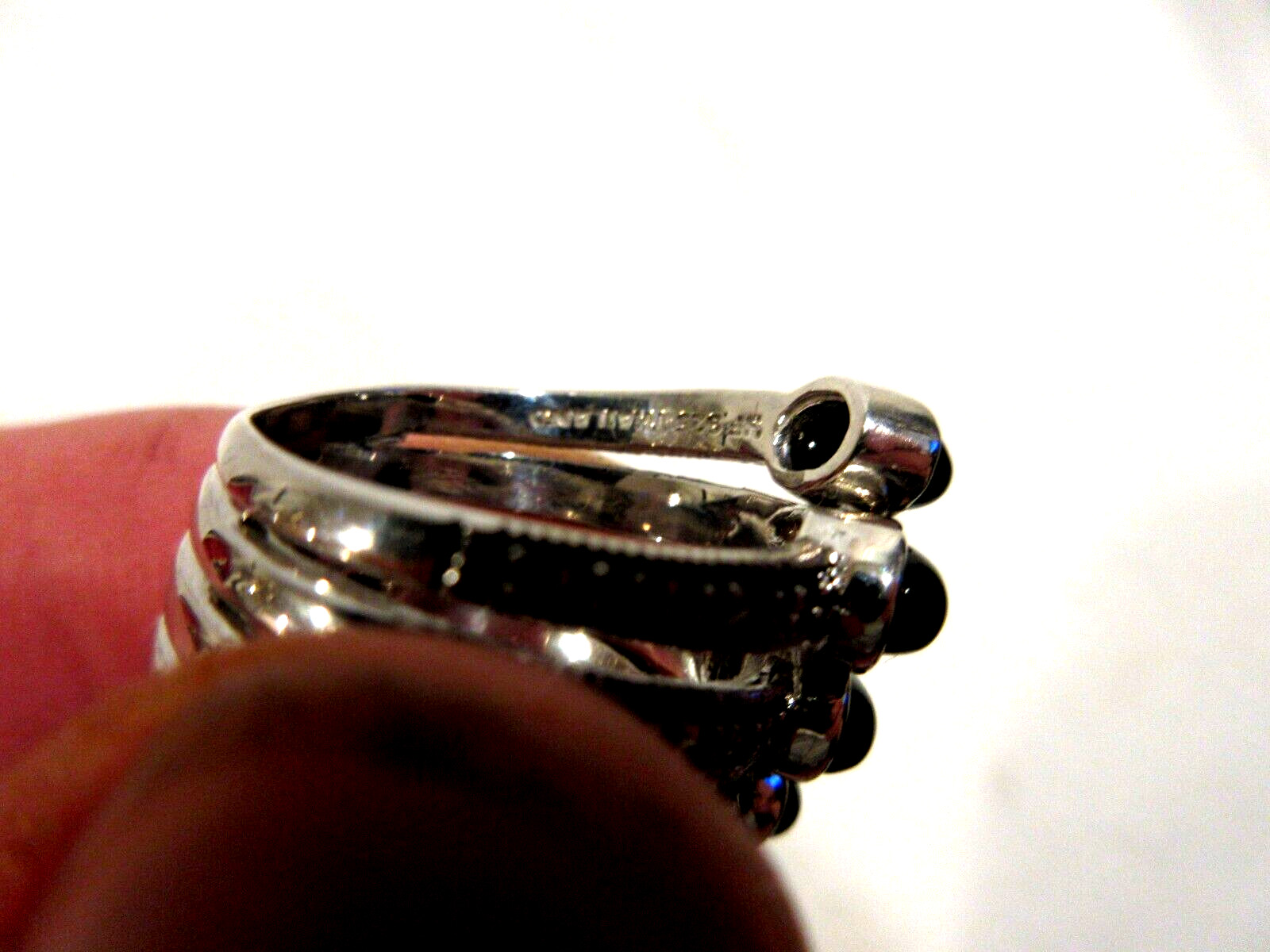 Marked 925 Solid Silver/Black Onyx Cocktail Ring … - image 7