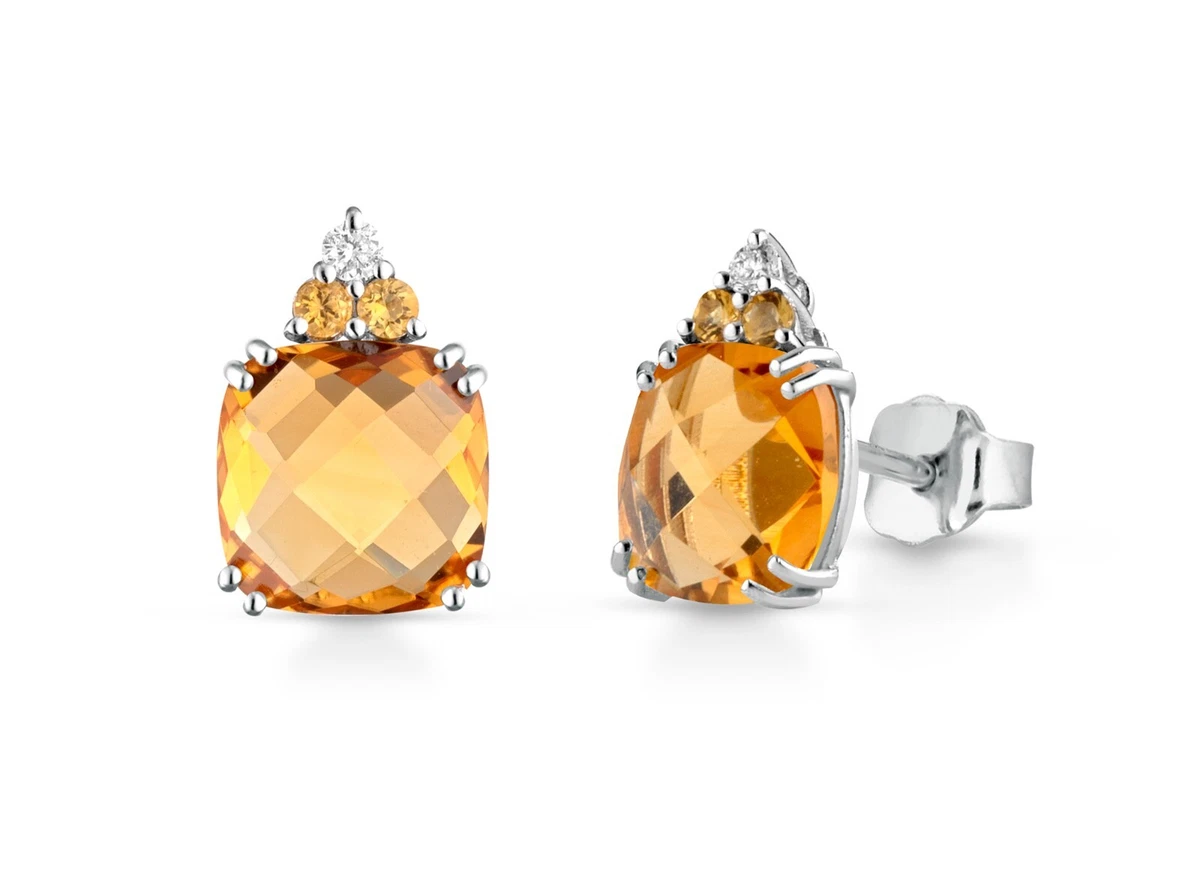 Orecchini Donna Citerna In Oro Giallo 9K Con Zirconia Cubica - Taglio Brillante Rotondo, Confezione Regalo