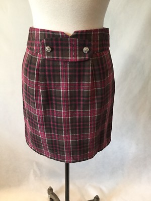 NWT AQUA FUSCIA PLAID SKIRT WITH JEWEL ACCENTS- SIZE SMALL-CUTE!