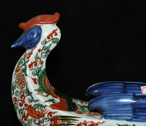 Stylo à laver 15,7" ancien Chine dynastie Ming Wu achats Cai porcelaine Fengshui Phoenix oiseau navire