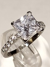 CLEARANCE 3.50 Carat Princess cut LC Moissanite Engagement Ring Stainless steel