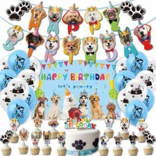 Dog Puppy 36 Piece Set Birthday Party Decorations Balloons Banner Cupcake Cake