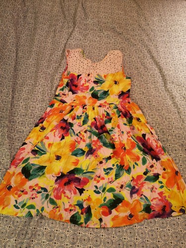 John Lewis Girls Orange Pink Prom Dress Tropical Floral Print 10 - 第 1/4 張圖片