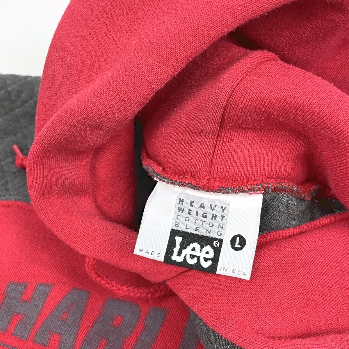 VTG Lee Harley Davidson Men's L Red Heavyweight 90s Hoodie