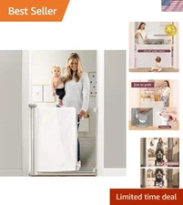 Retractable Baby Gate with Double Lock - 33" Tall for Indoor & Outdoor Use