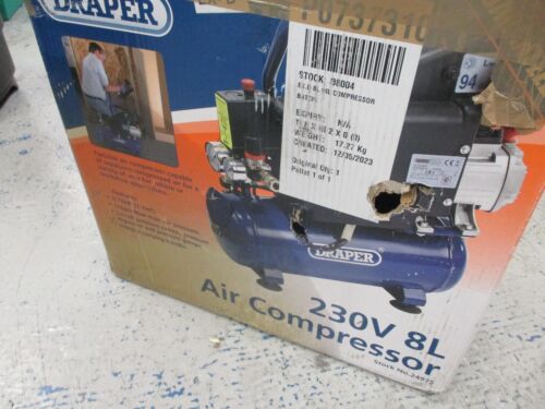 DRAPER 8L DIRECT DRIVE AIR COMPRESSOR 0.75KW/1.1HP STOCK NO: 24975 - EX DISPLAY - Picture 2 of 5