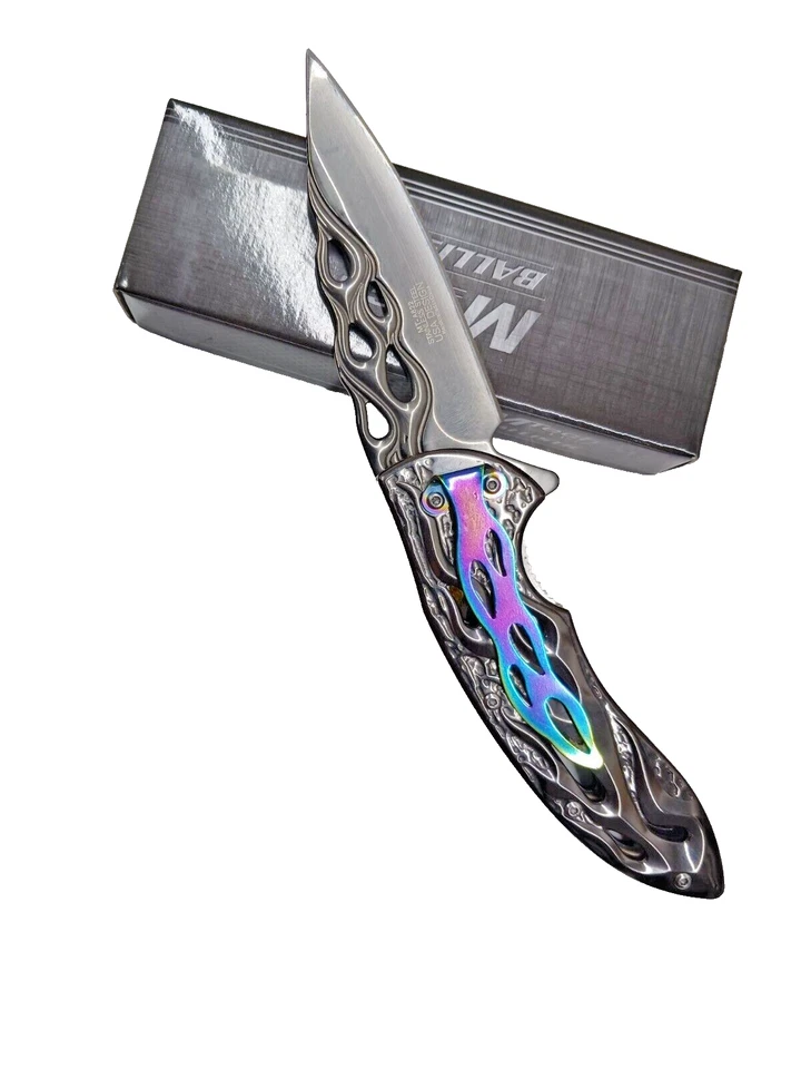 Cuchillo MTECHUSA 8.00" Total Acero Inoxidable Asistido por Resorte DropPoint MT-A822GY Foto 4 de 4