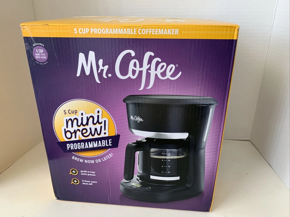  Mr. Coffee Programmable Drip Coffeemaker, 5-Cup, Black: Home &  Kitchen