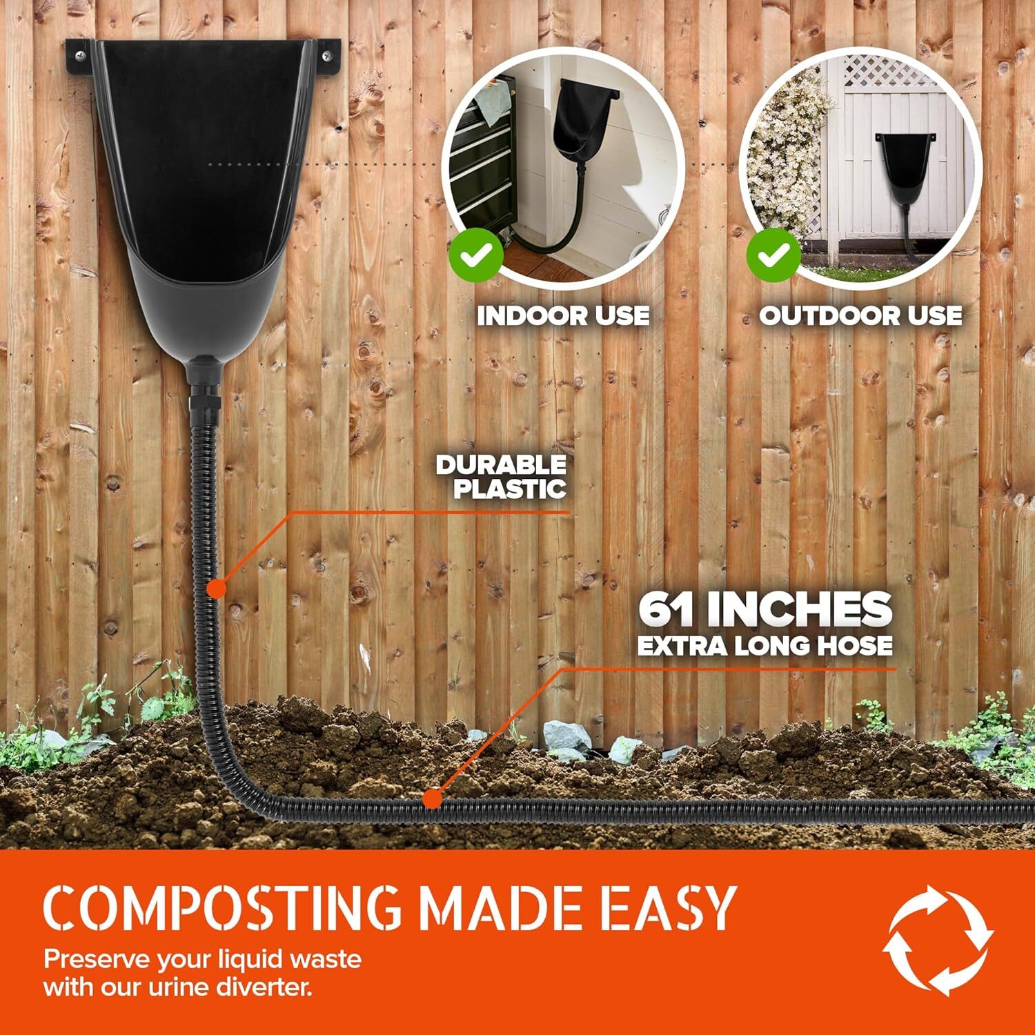 Waterless Urinal for Men (Black), Plastic Urinals for Men's Garage