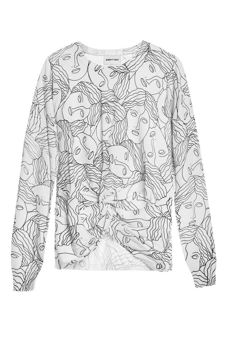 Bimba Y Lola Face Print Sweater Top Size XS | eBay