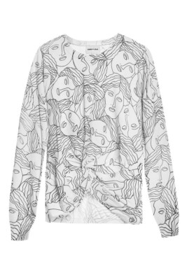 Bimba Y Lola Face Print Sweater Top Size XS