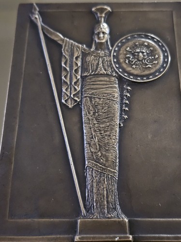 Placa de Bronce Medalla 100 Años de la Universidad de Atenas Diosa Atenea Medusa Escudo. - Imagen 2 de 7