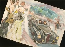 MB 300 er Serie 1953 Grafik SIGNIERT Hans Liska original Druck Aquarell HUT Mode