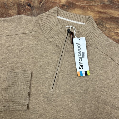 SmartWool 1/2 Zip Sweater Mens XL Toasted Coconut Brown NWT Sparwood Tan