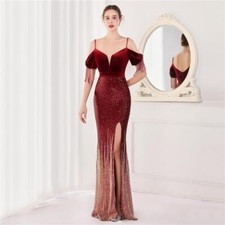 Women's Elegant Sexy Sequin Fishtail Slim Fit Retro Fashion Evening Long Dress