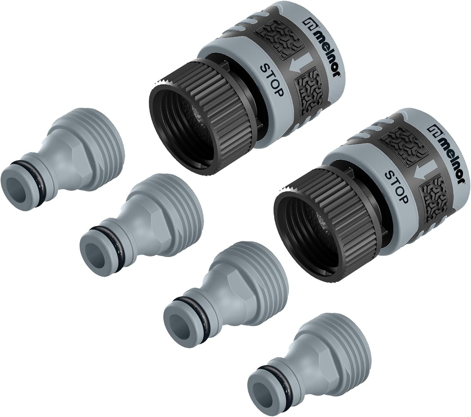 Melnor 65175AMZ 6-Piece Quick Connect Starter Set – Black & Grey Adapters     