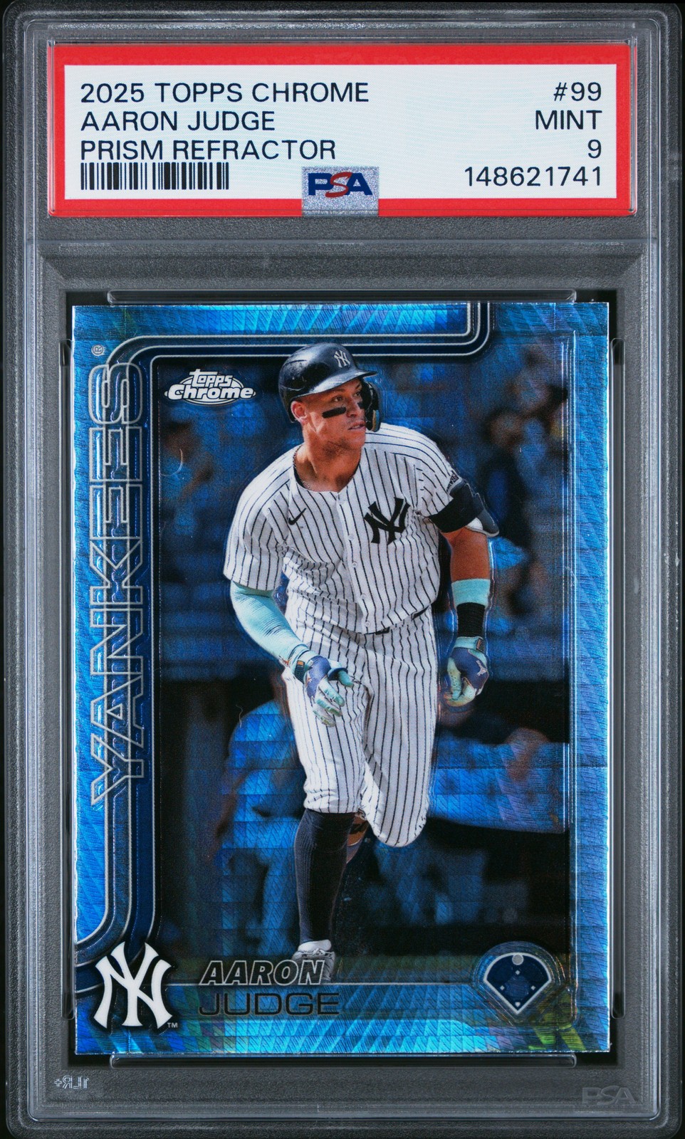 2025 TOPPS CHROME PRISM REFRACTOR #99 AARON JUDGE PSA 9