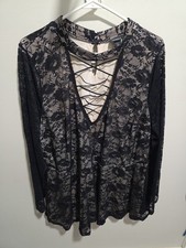 Torrid  Women's Dress  Size 4 Black Jersey A-Line Lace Back 3/4 Sleeve Pre-owned