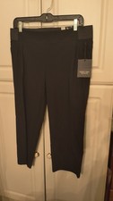 NWT  Simple Vera Vera Wang Women Pants 12P Black Poly Blend Slim (S9