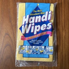 New Sealed Vintage Handi Wipes Colgate Washcloth All Purpose Cloths 6 YELLOW
