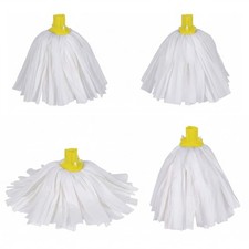 Mop Heads Replacement Large White Threaded Yellow Screw Fit Exel Socket 120g