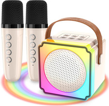 Portable Mini Karaoke Machine with Bluetooth and 2 Wireless Microphones