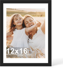 12X16 Picture Frame with Glass, Display Picture 11X14 with Mat or 12X16 without