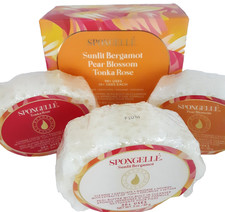 Spongelle Pedi Buffer 3 Pack in Bergamot Pear Rose Exfoliating Moisturizing New