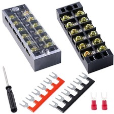 Terminal Block (2 Sets) 2Pcs 6 Positions Dual Row 600V 25A Screw Terminal Strip