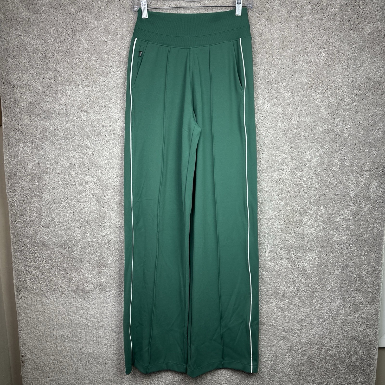 Athleta Venice High Rise Track Stripe Wide Leg Green Pant Size XS Tall