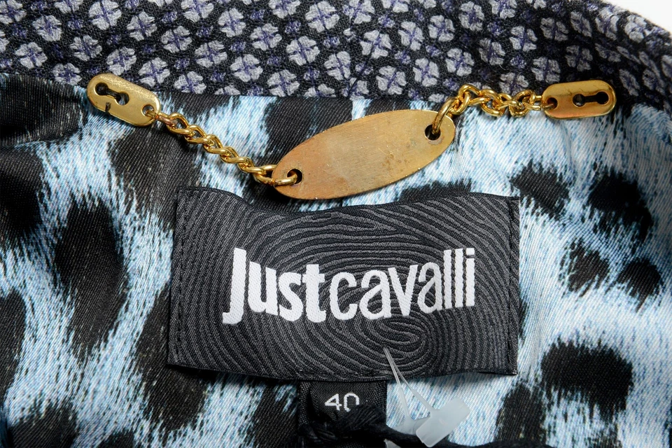 Blazer Just Cavalli Para Mujer Lana Gris Estampado Floral Un Botón US S IT 40 Foto 4 de 4