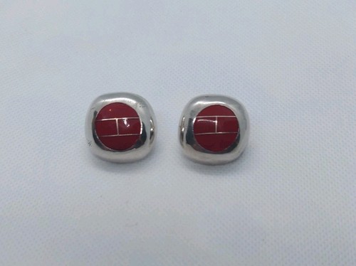 Beautiful Sterling Silver 925 Earrings And Pendant With Inlaid Red Coral - Picture 8 of 13