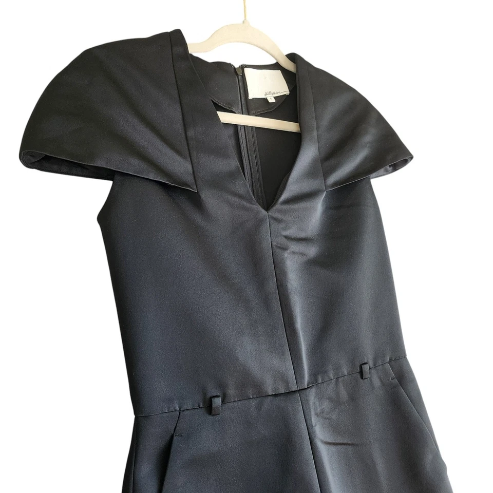 Mameluco de satén 3.1 Phillip Lim para mujer talla 4 negro ajustado mangas cuello en V Foto 3 de 4