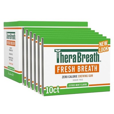 Fresh Breath Chewing Gum with Zinc Sugar Free Citrus Mint 10 Count 6 Pack