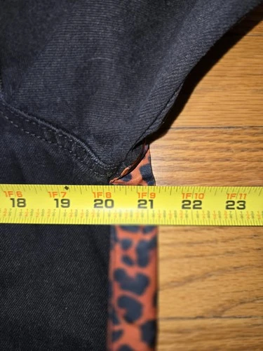 AC/DC Black Denim Leopard Print Album Titles Trucker Jacket Medium image 7