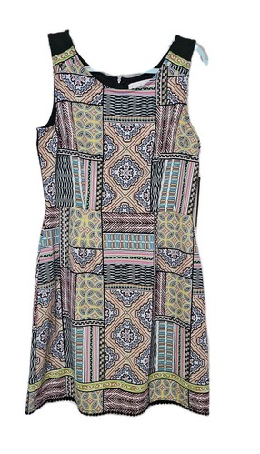 Nicole Miller Dress Size 12 Sleeveless Colorful Geometric Print Zip Back NWT - Picture 1 of 10