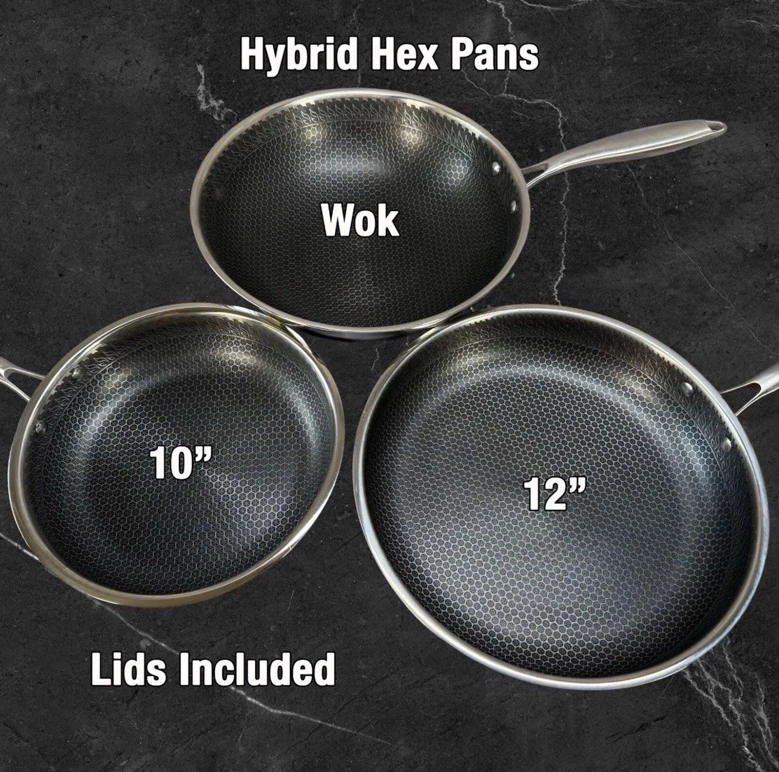 KFO Premium Hex Cookware Wok Pan – Stainless Steel Hybrid Design - Various Sizes