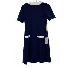 Eliza J Navy Knit Midi Dress | Viscose/Nylon, S Regular