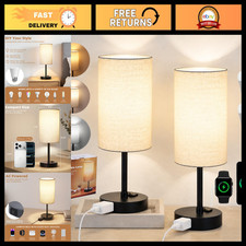 Set of 2 Bedside Table Lamps, 13.8" Small Nightstand Lighting for Bedroom