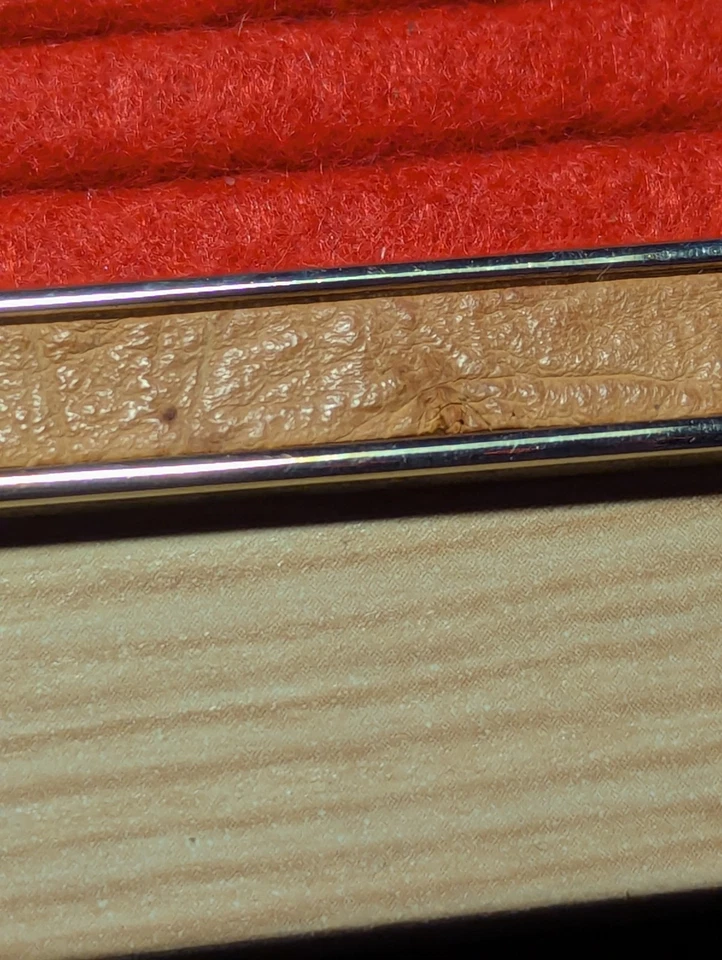 Brown Leather Tie Clip Clasp VINTAGE 2" Styl•Crest Tan Hide & Silver Tone Bar - Image 3 of 4