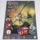 Earthworm Jim 2 Sega Genesis Game Poster 1995 Fold Out Promo Ad Only Vintage